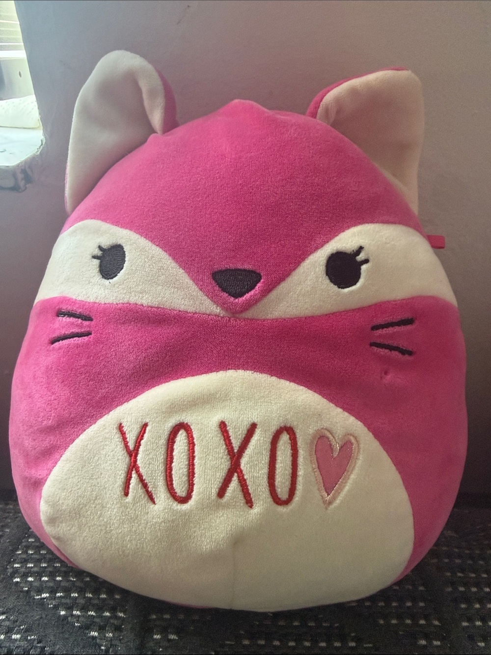 Plush Pink Cat Toy with XOXO Embroidery - Squishmallow